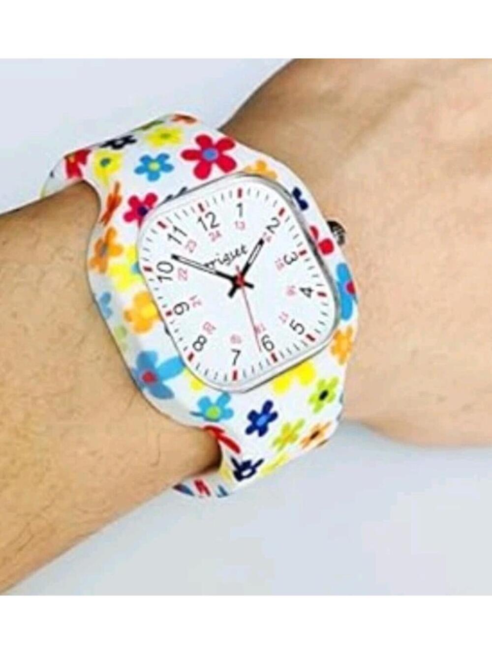 Oris Wearables Origset Nurses Three Hand Silicone Watch Colorful Flowers NIB